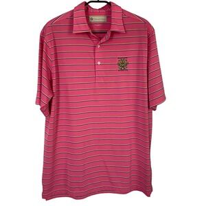 Donald Ross Whistling Straits Golf Polo Shirt Mens Large Pink Striped Polyester